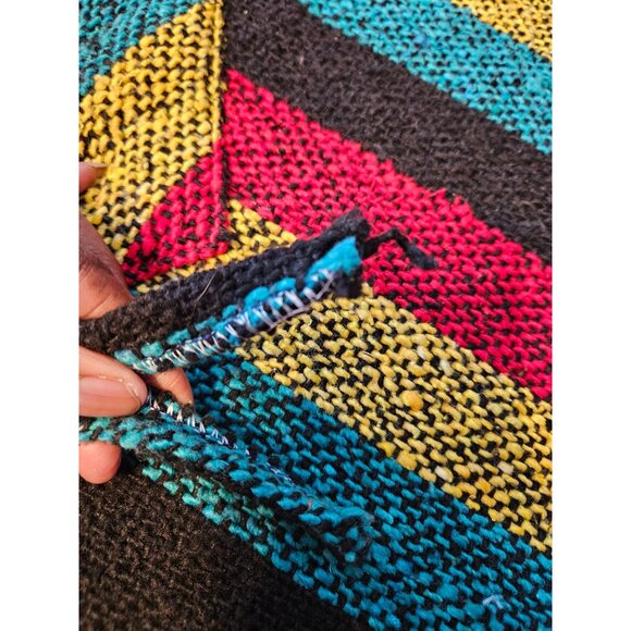 Vel Mex Mexican Baja Blanket Hoodie Poncho Stoner Hippie Surfer Sweater Men XXL - Picture 8 of 8